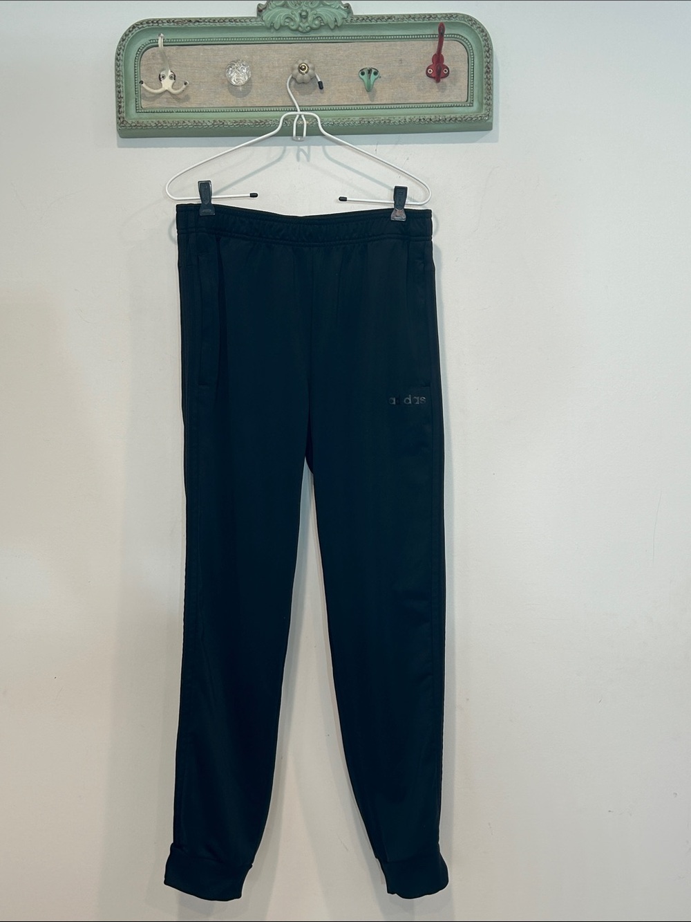 Adidas Men's Black on black warm up Athletic Track Pants joggers large
